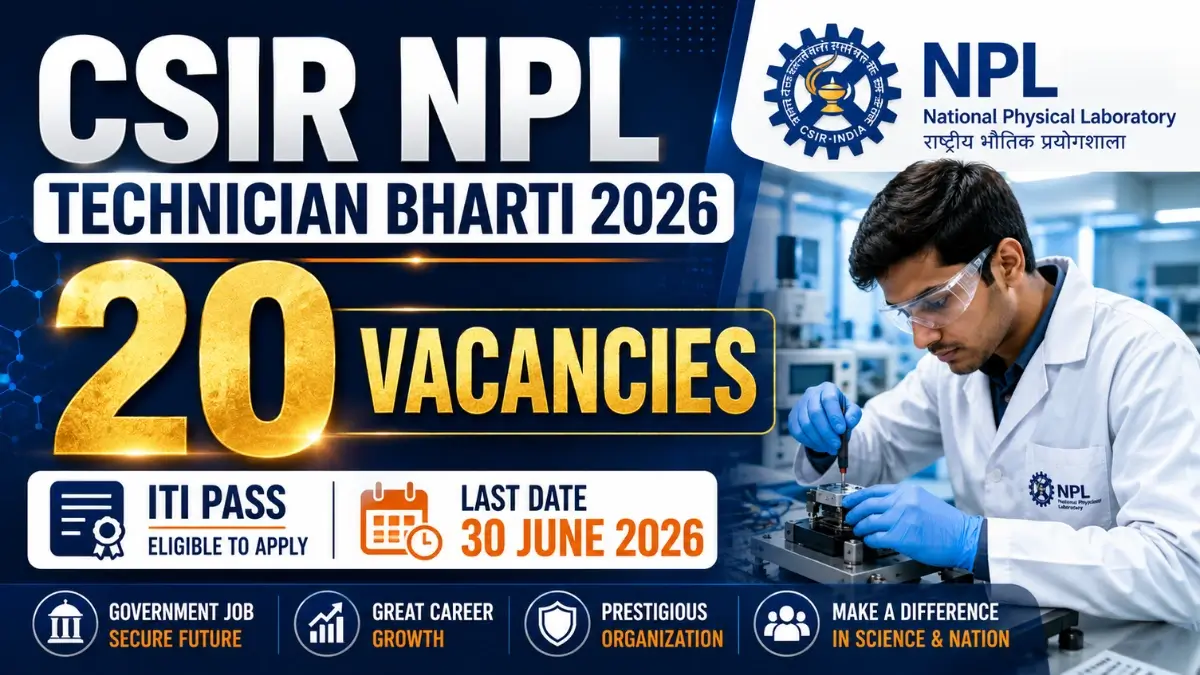 CSIR NPL Technician Recruitment 2026