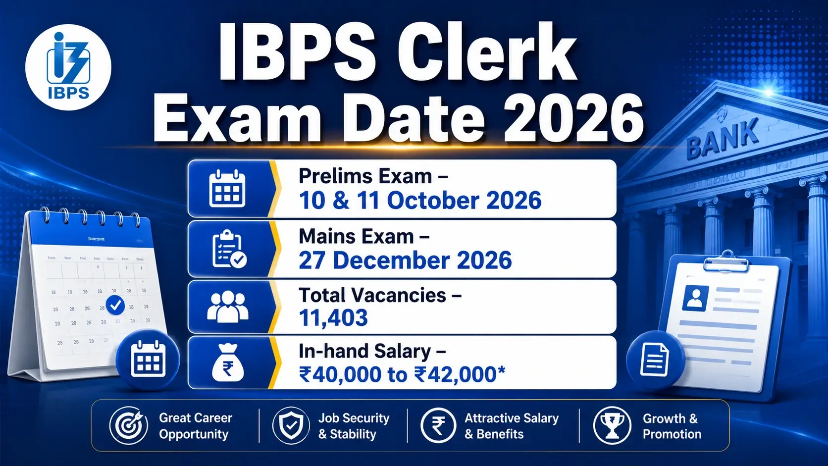 IBPS Clerk Exam Date 2026 in Hindi